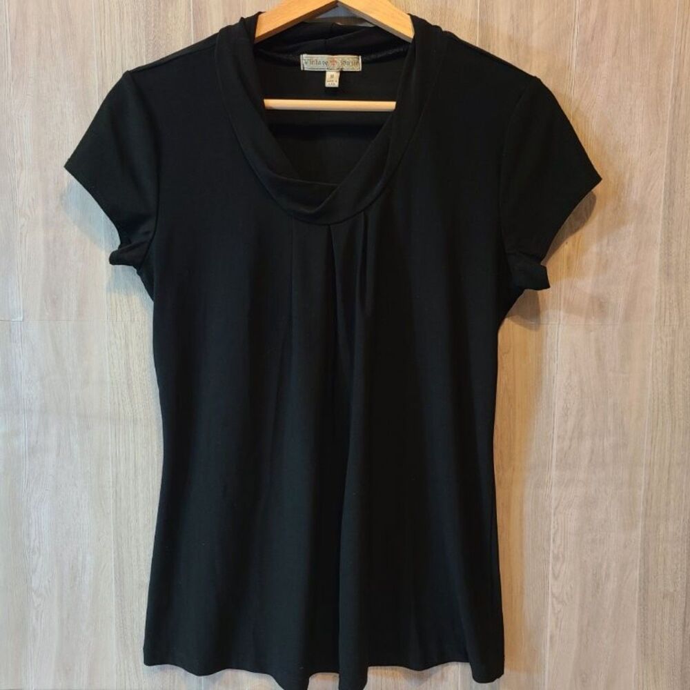 Vintage Suzie Black Twist Collar Tank Top Womens S Small Made USA Stretch Blouse